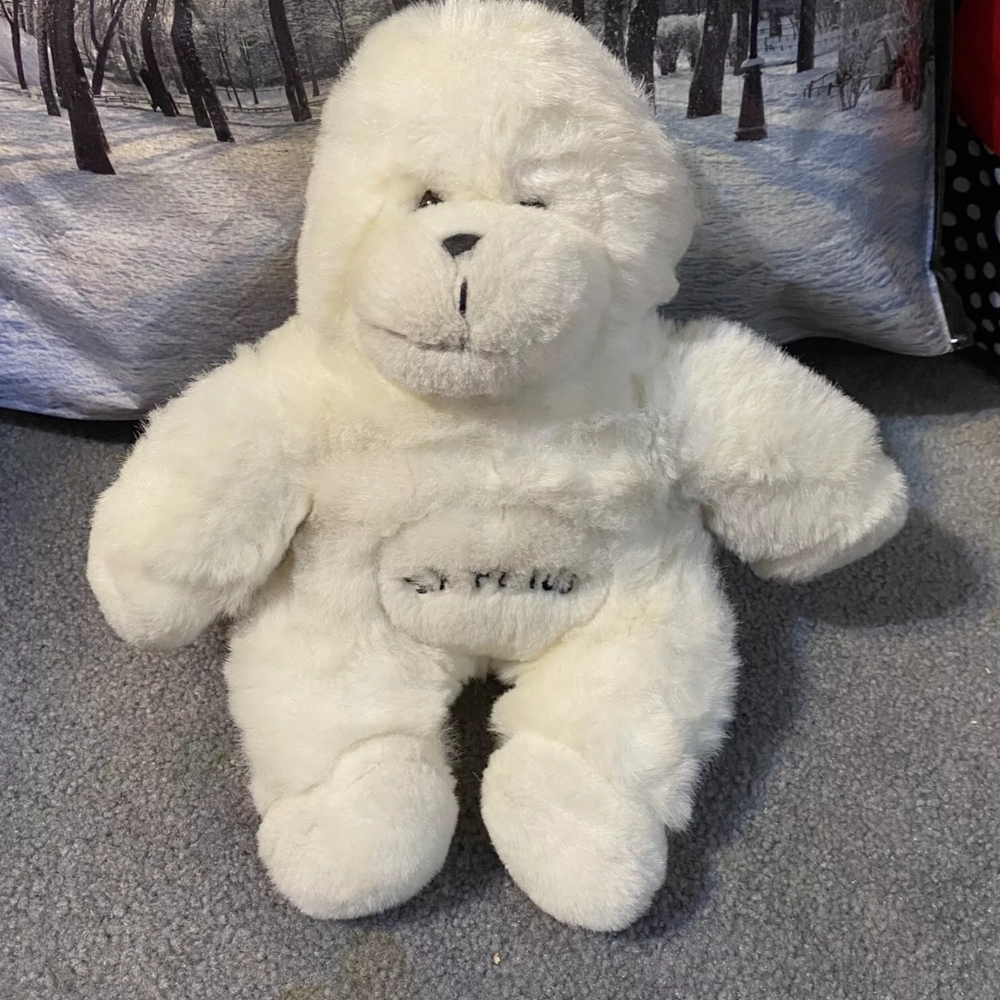 Vintage Six Flags Amusement Park White Gorilla Monkey Ape Plush Stuffed Animal